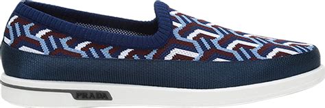 Prada St Tropez Jacquard Knitted Loafers 'Blue' .